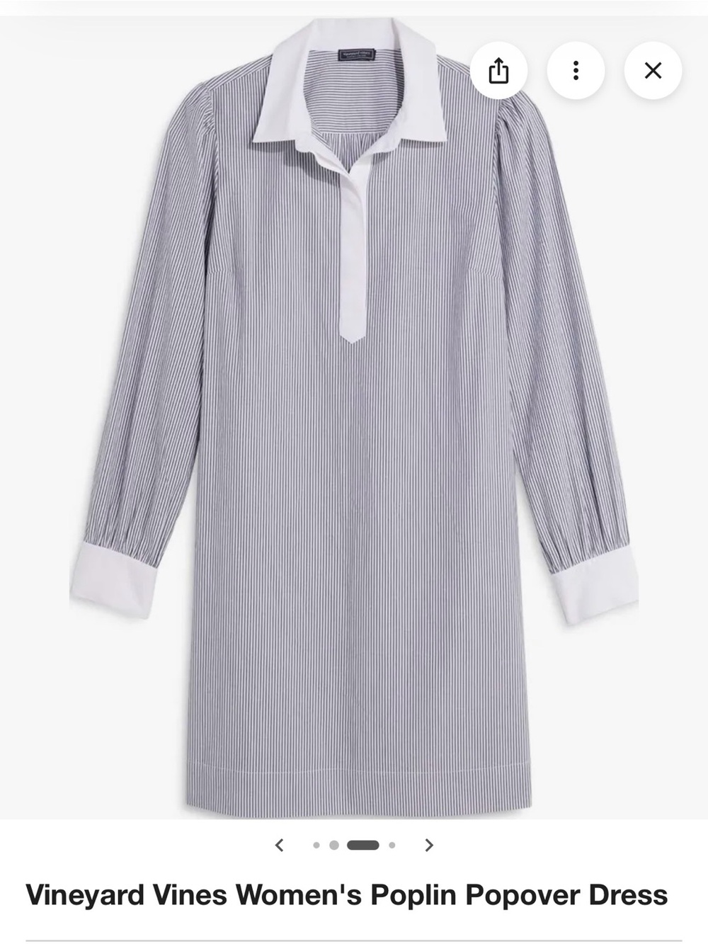 Vineyard Vines Navy and White Striped Long-Sleeve Popover Dress